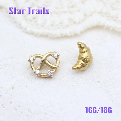 StarTrails 甜品屋 f136镀18k金钛合金内螺纹耳钉耳骨钉  16G/18G