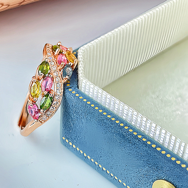 天然碧玺戒指纯925银镶嵌4mm心形戒面女儿礼物少女气质时尚百搭