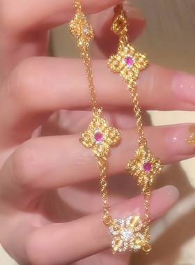 双面点钻雪花十字金刚杵手链5D硬镀金工艺
