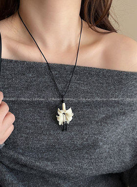 ins博主同款立体花朵毛衣链项链