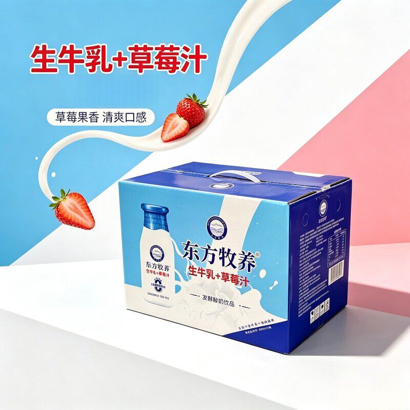 东方牧养3玻璃瓶生牛乳老酸奶风味发酵酸奶饮品一箱6瓶
