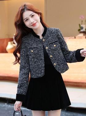 时尚短款外套女2025春秋新款洋气显瘦小香风烫钻高级感小个子上衣