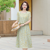 假两件连衣裙新款 中老年女装 时尚 妈妈夏装 洋气高贵显瘦中长款 裙子