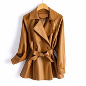 洋气气质皮风衣外套收腰显瘦休闲皮衣外套上衣 时尚 2025秋季 新款