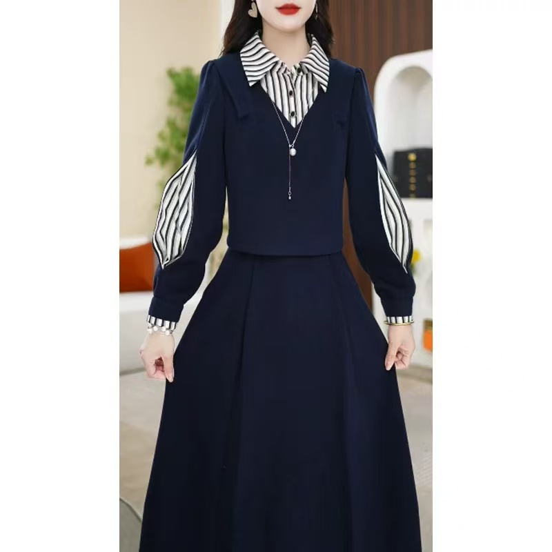 2025超火连衣裙早春爆款遮肚显瘦广州十三行气质名媛假两件a字裙