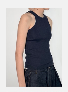 SIMPLY PUT【品质打底】羔羊绒工字圆领挖肩修身背心无袖打底上衣