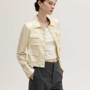 简约通勤工装 修身 夹克外套女 PUT金属丝精致率性短款 SIMPLY