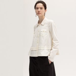 SIMPLY 甜美夹克外套女 PUT长绒棉褶皱花边蓬蓬A摆伞型工装