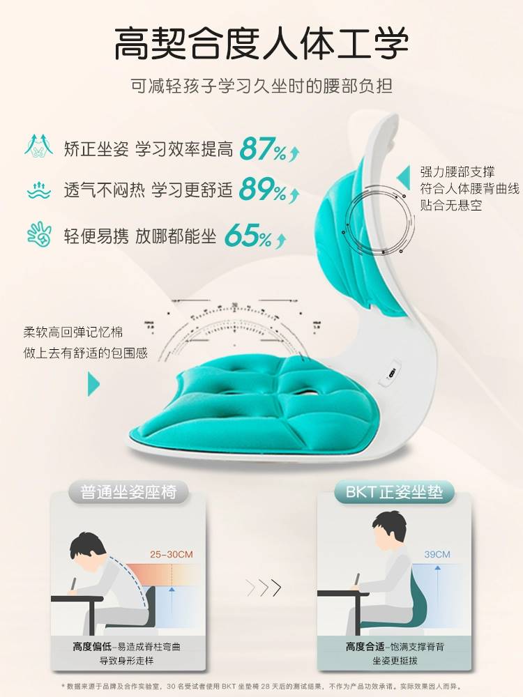 BKT护腰坐姿椅儿童坐姿矫正器小学生写字视力保护器纠正坐姿防驼