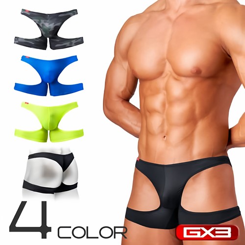 GX3 性感野性低腰前卫弹力速干左右镂空全臀双杠男双丁内裤