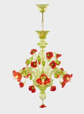 非标定制-梵高罂粟花豪华版威尼斯吹制玻璃正宗花卉吊灯水晶之梦
