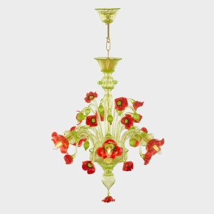 非标定制 威尼斯吹制玻璃正宗花卉吊灯水晶之梦 梵高罂粟花豪华版