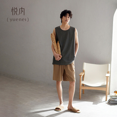 悦内睡衣男士夏款背心短裤纯棉家居服夏季宽松大码薄款凉感可外穿