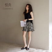 背心纯棉家居服时尚 无袖 休闲可外穿 夏款 悦内带胸垫一体睡衣女夏季