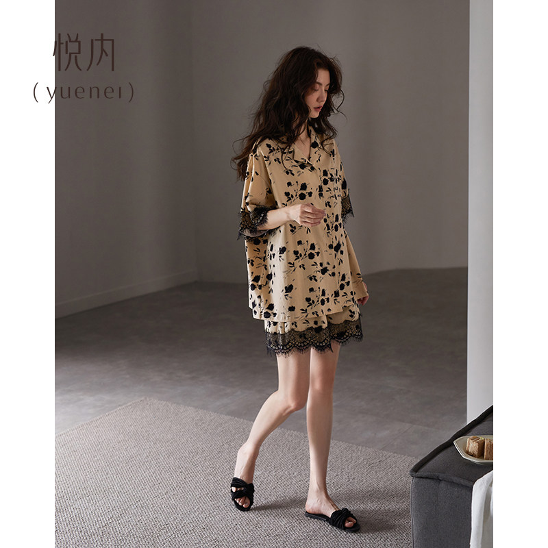 悦内睡衣女款夏款纯棉短袖短裤家居服夏季优雅复古碎花高级感套装,女士内衣/男士内衣/家居服,睡衣/家居服套装,淘宝优惠券,粉丝福利购,淘宝优惠卷