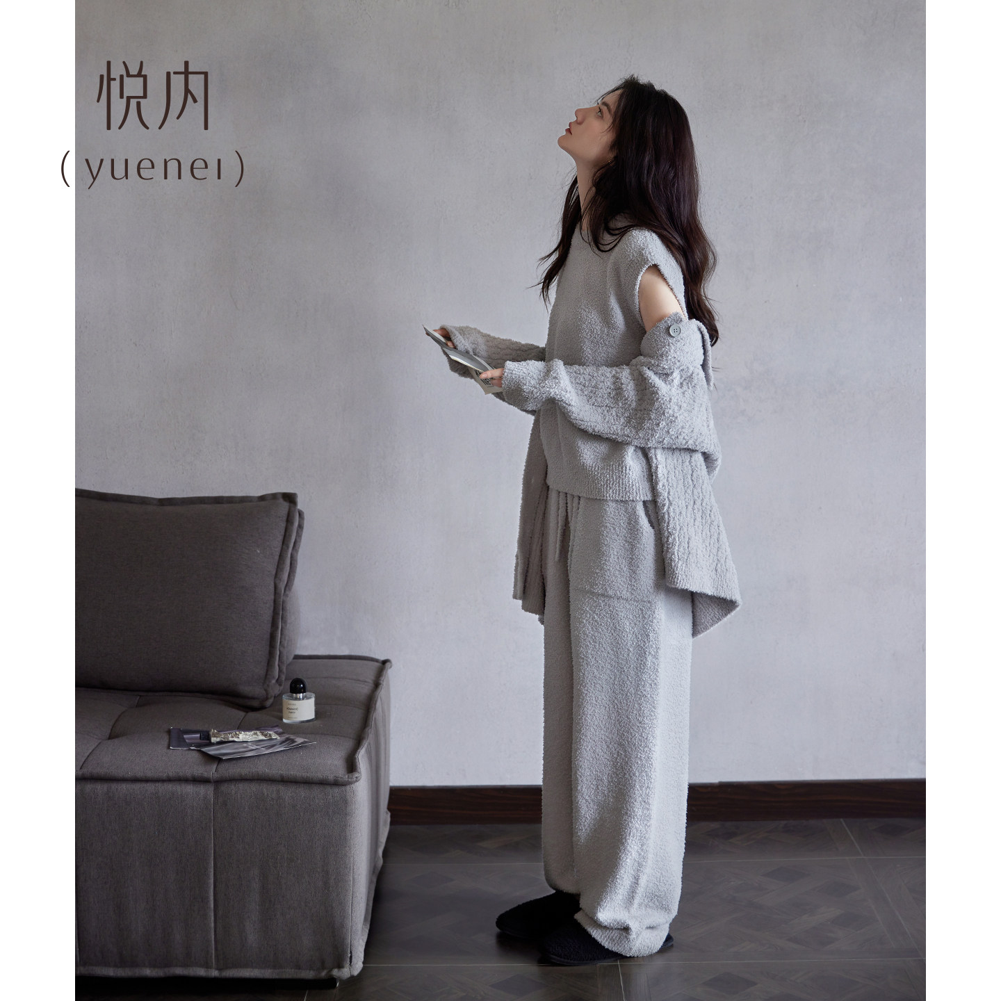 悦内半边绒睡衣女冬款冬季珊瑚绒加厚毛绒保暖家居服三件套高级感
