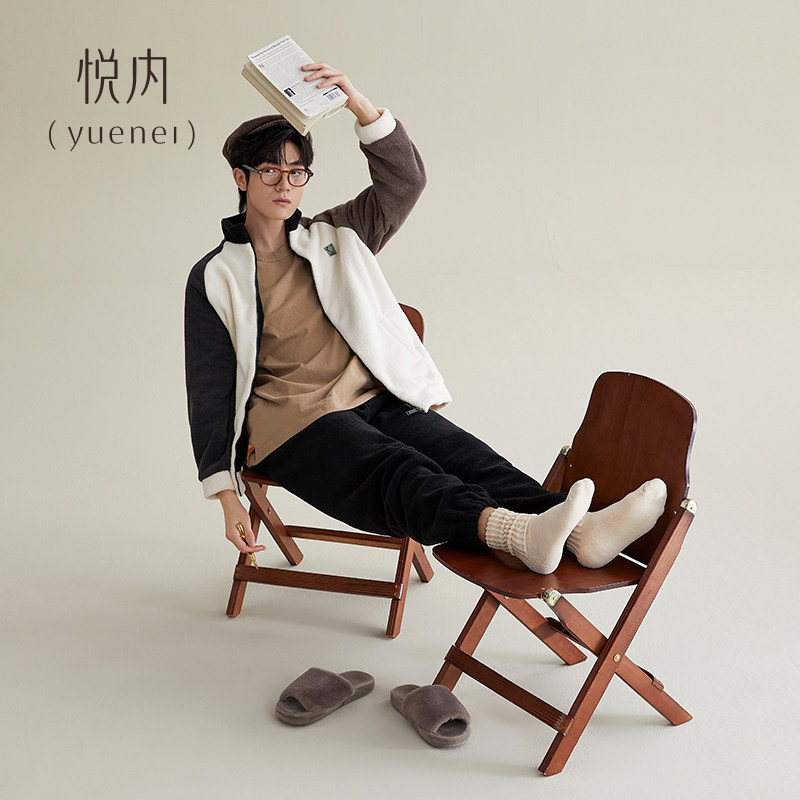 悦内睡衣男士秋冬季冬款法兰绒加厚加绒珊瑚绒家居服男生运动套装