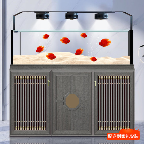 迪顺2025新款南池实木溪流缸鱼缸客厅超白底滤水族箱隔断落地家用