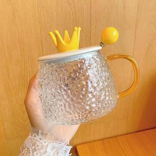ins风高颜值耐热玻璃杯子带盖带勺子马克杯女生办公室水杯咖啡杯