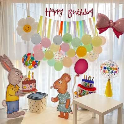 波西和皮普主题生日布置装饰三周岁男女孩儿童场景装扮KT板背景墙
