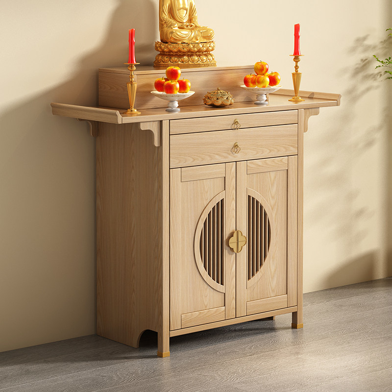 实木佛龛新中式财神爷柜子神台柜菩萨供奉台香案观音佛像客厅贡台