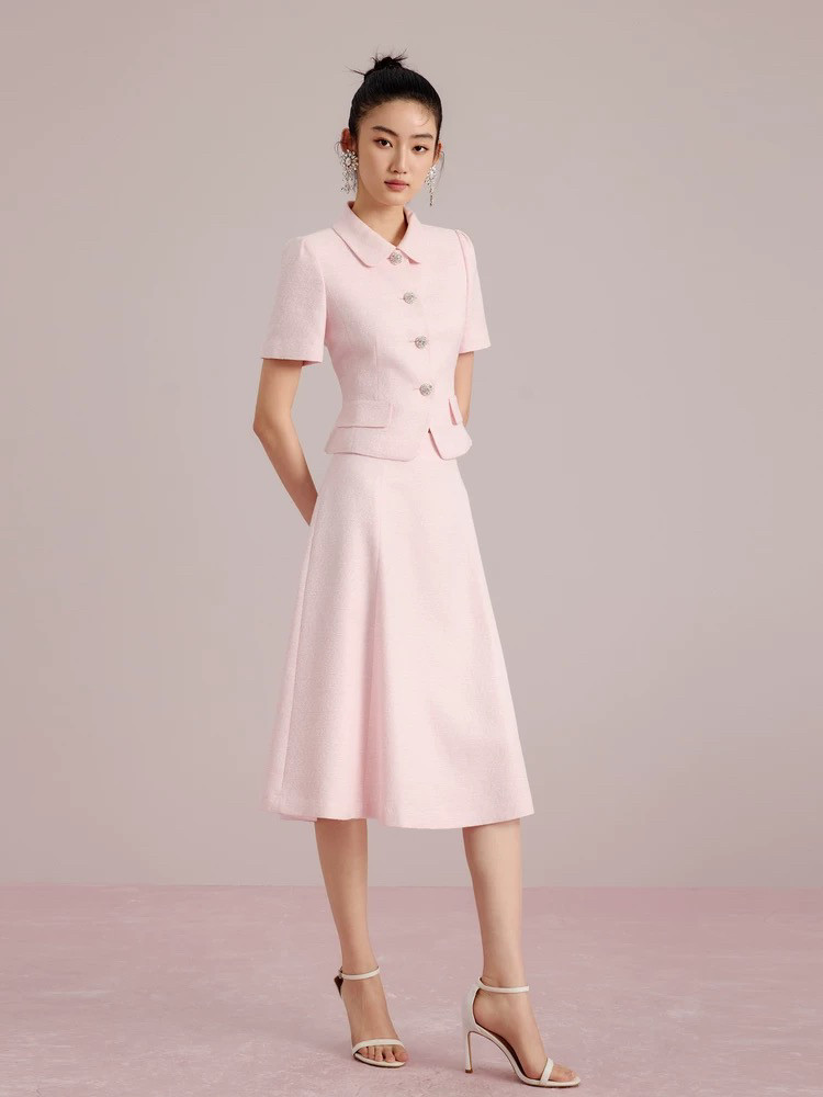Chic Summer 2025: Pink 'Little Chanel' Style Skirt Set - LIME Rhine Elegance - Product image 4