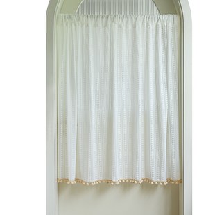 门帘隔断帘纱帘透光不透人窗帘卧室半帘子免打孔厕所厨房遮阳法式