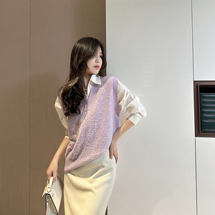 亮片山羊绒无袖 Sorrytin 人手一件 很耀眼 针织马甲背心 仙仙