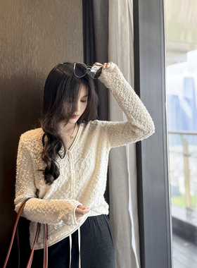 Sorrytin 体验感棒级了 高定圈圈纱慵懒范小香风桃心领羊毛针织衫