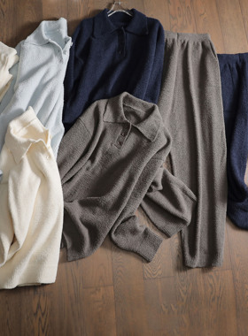 Sorrytin 揉搓起来敲舒适的 男女同款软绵绵时髦半边绒套装睡衣