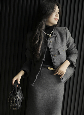 Sorrytin 风度与温度并存 通勤气质风90白鸭羽绒夹层小稥风套装