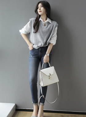 Sorrytin精美BC招牌几何镂空定制金葱纱线融入无袖羊绒背心针织衫