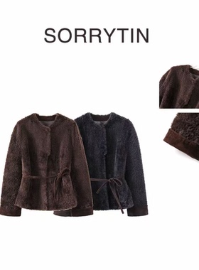 Sorrytin 荒野大漂亮 高奢年货单品 西班牙拉贡皮毛一体外套