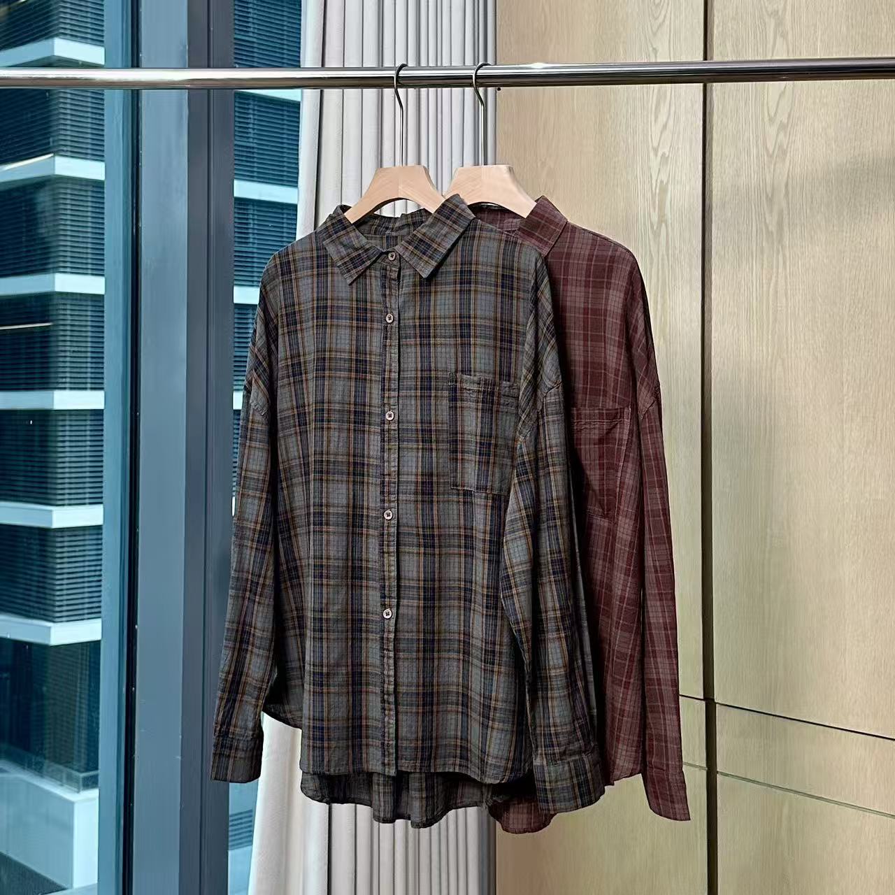 【妍妍粉丝专享】2025早秋新款格子衬衣ONSC181575197