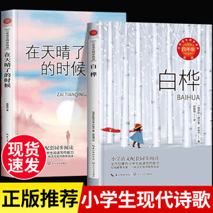 小学生现代诗 四年级下册必读的课外书 白桦叶赛宁诗选 在天睛了的时候戴望舒诗集 四年级下册现代诗歌精选集教材配套同步阅读书籍