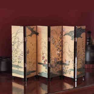 新中式 书房桌面小屏风摆件复古创意生日送礼物古典艺术工艺品日式