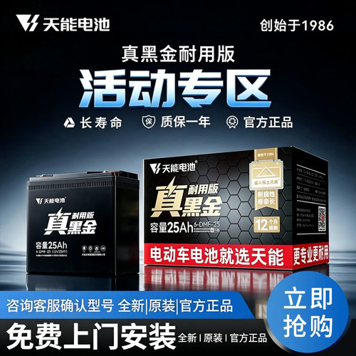 天能真黑金电瓶车电池
