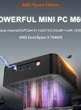 AMD锐龙6900hx电脑迷你主机6800h 6600uwin11商务家用m600MiniPC