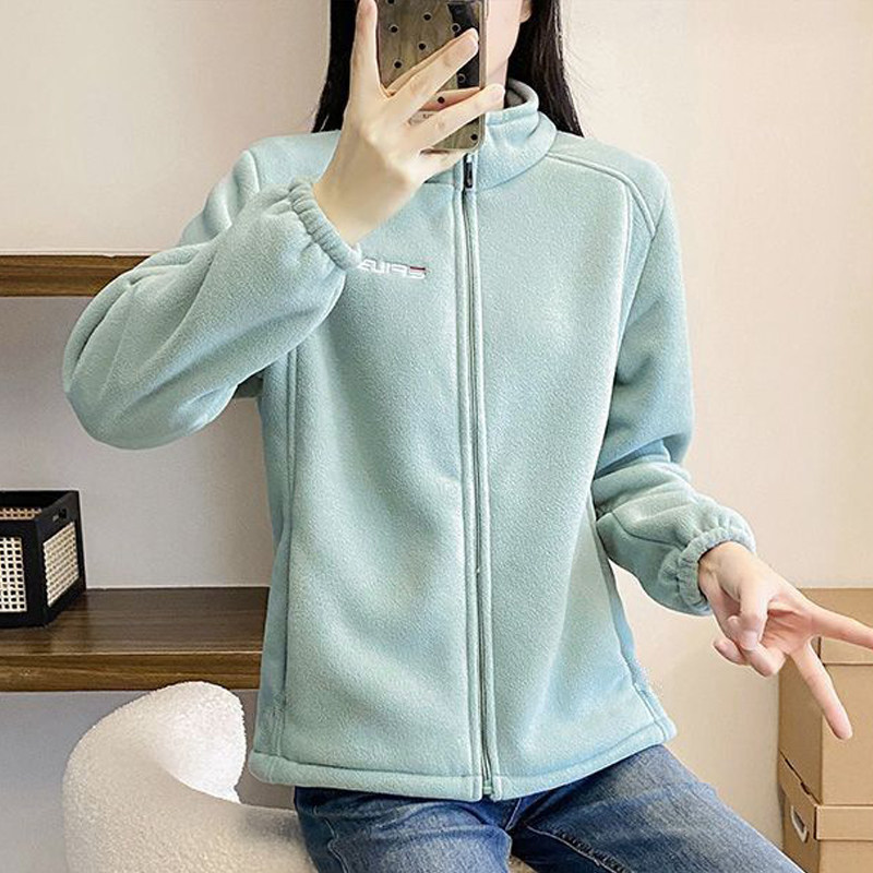 女士新加厚摇粒绒春秋冬户外套防风保暖立领内胆上衣运动休闲开衫