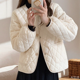 加厚棉衣外套 皮草小香风派克服宽松短款 小个子棉服女春秋冬款 新款