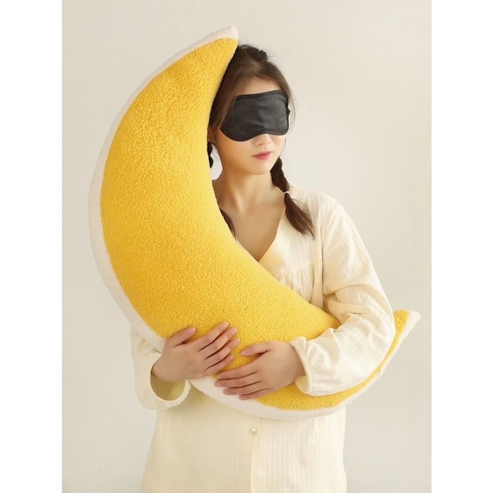 文艺风月牙枕头成人抱枕创意弯月牙纯色可拆洗异形睡觉民宿靠枕