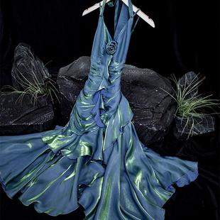 无线WUXIAN轻奢女高级感重要场合连衣裙小众显瘦挂脖人鱼晚礼服