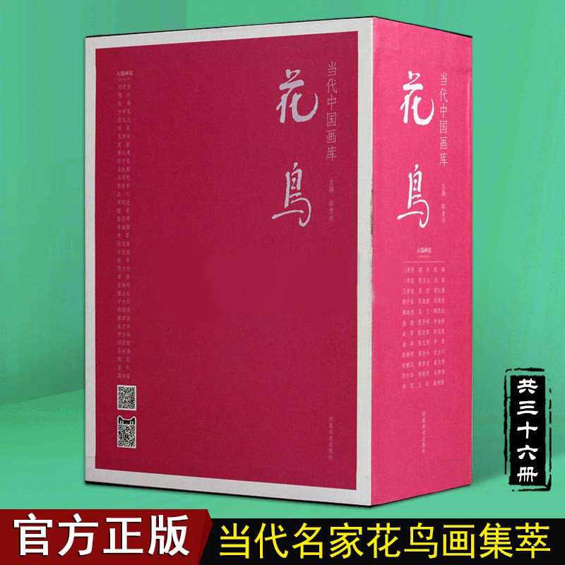 【函套盒装36册】当代中国画库 花鸟画36册 国画入门临摹画册 手绘水墨画山水花鸟图集 中国传统画册赏析 现代中国画库 河南美术