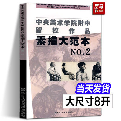 大8开 中央美术学院附中留校作品素描大范本2 央美附中留校作品选素描教学素描静物教材 石膏头像基础临摹书 美术类学生专业参考系