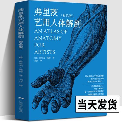 现货弗里茨艺用人体解剖 彩色版 解剖学参考工具书人体骨骼肌肉人体绘画素描临摹人物速写教学美术艺用人体结构临摹教材 广西美术