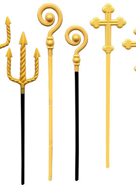 万圣节埃及法老拐杖国王权杖镰刀魔法师权杖黄色三叉海王叉子道具