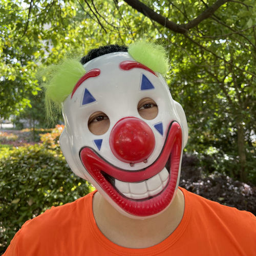 绿发塑料小丑面具狂欢节面具