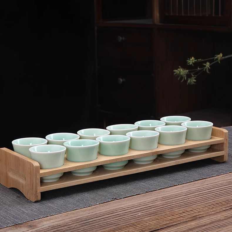 陶瓷仿古小酒盅清酒杯喝酒杯子家用白酒杯酒具套装一口杯带收纳架图片