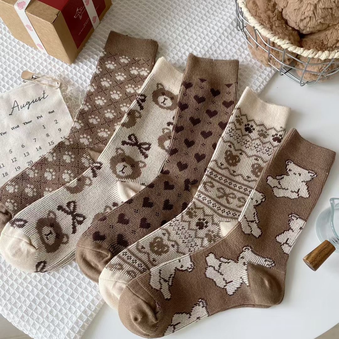 双针双路袜子女高筒袜秋冬款棉袜ins潮百搭日系袜子潮袜无线头