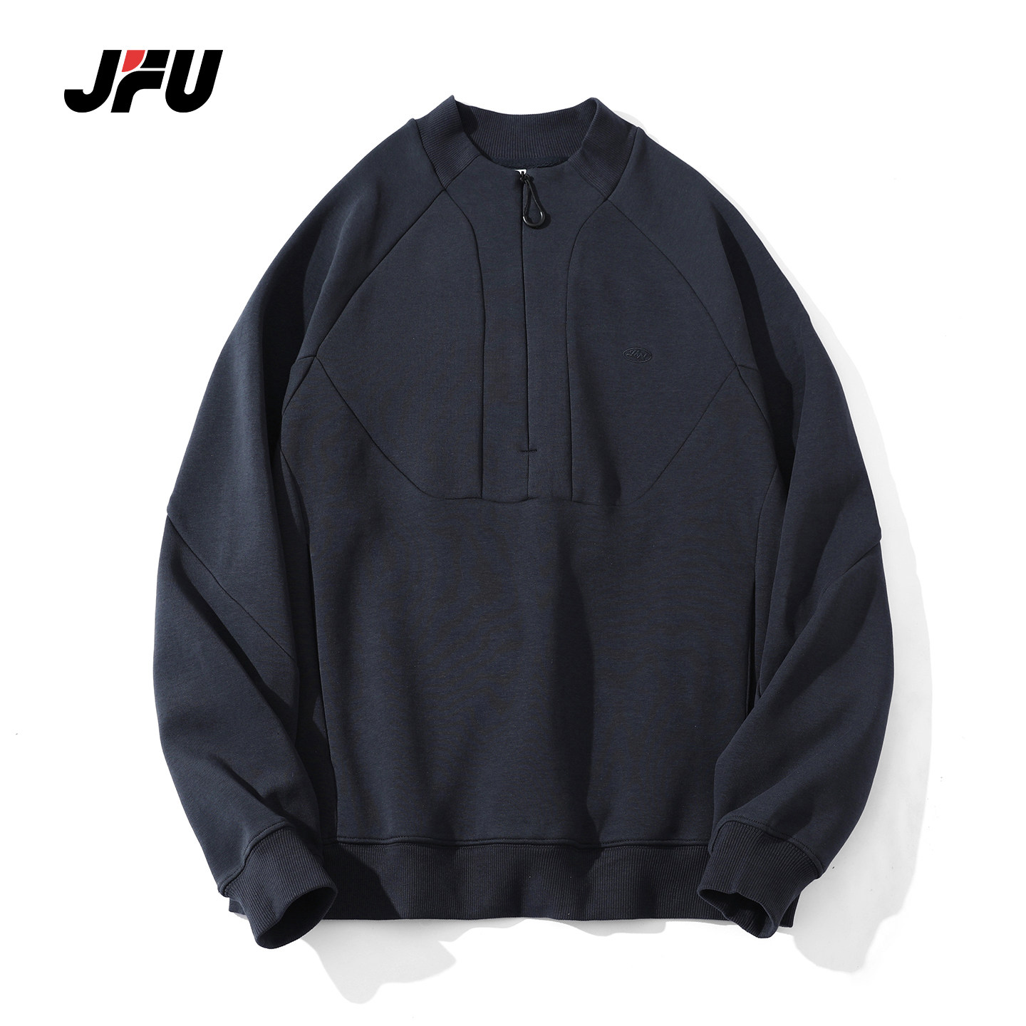 JFU潮牌 秋季美式复古宽松圆领领半拉链卫衣男款休闲百搭长袖上衣